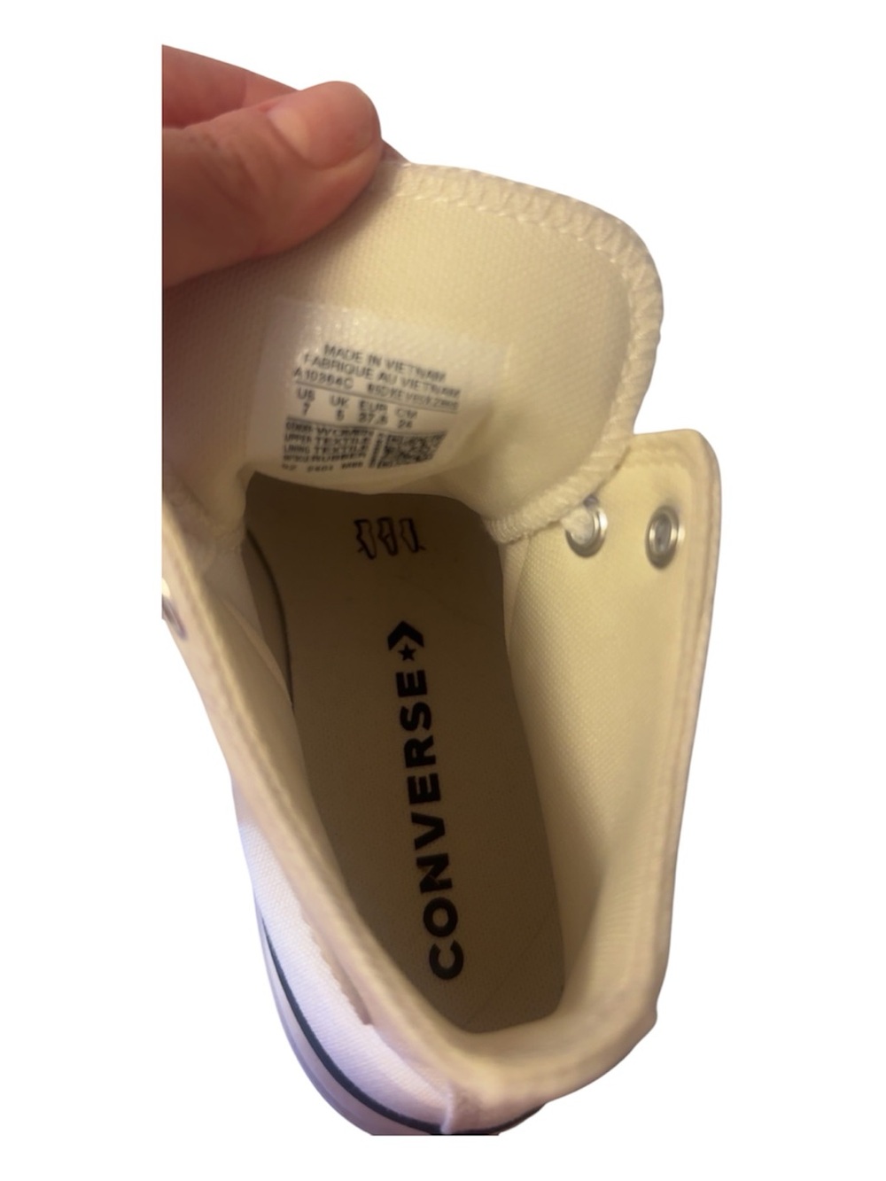 Converse White lugged heel High-Top Sneakers with Black Trim - Picture 3 of 3